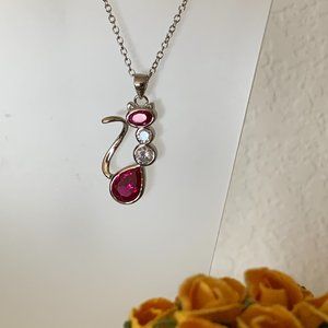 NEW Silver and Cubic Zirconia CZ Kitty Cat Necklace